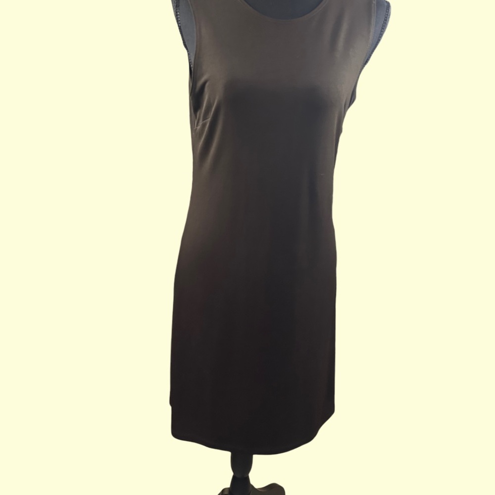 J. Crew Brown Sheath Midi Dress Sleeveless Crew Neck